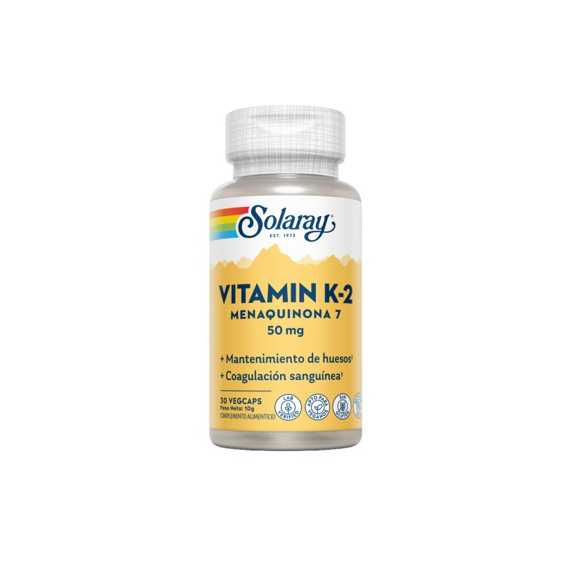 Vitamina k2 menaquinona 7 50 mg 30 vegcaps solaray