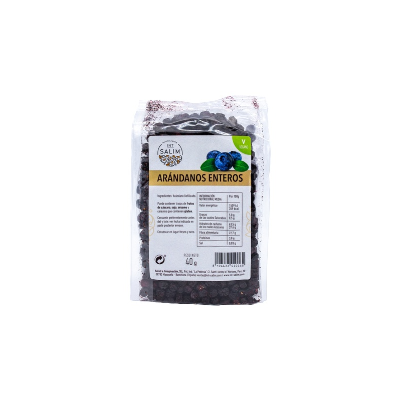 Arandanos negros enteros liofilizados 40g intsalim