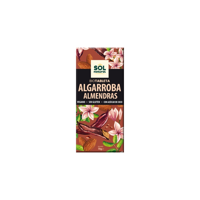 Tableta algarroba almendras 70g sol natural