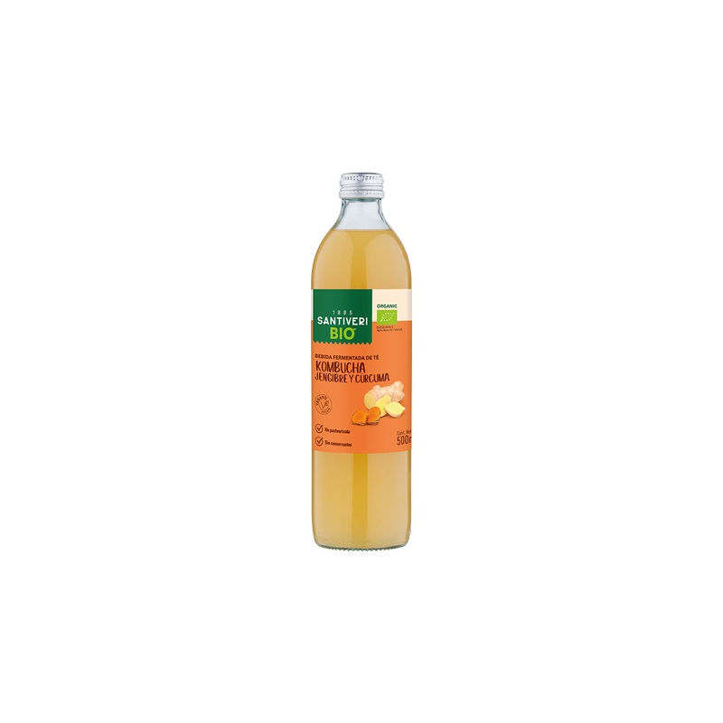 Kombucha jengibre y curcuma bio 250 ml santiveri