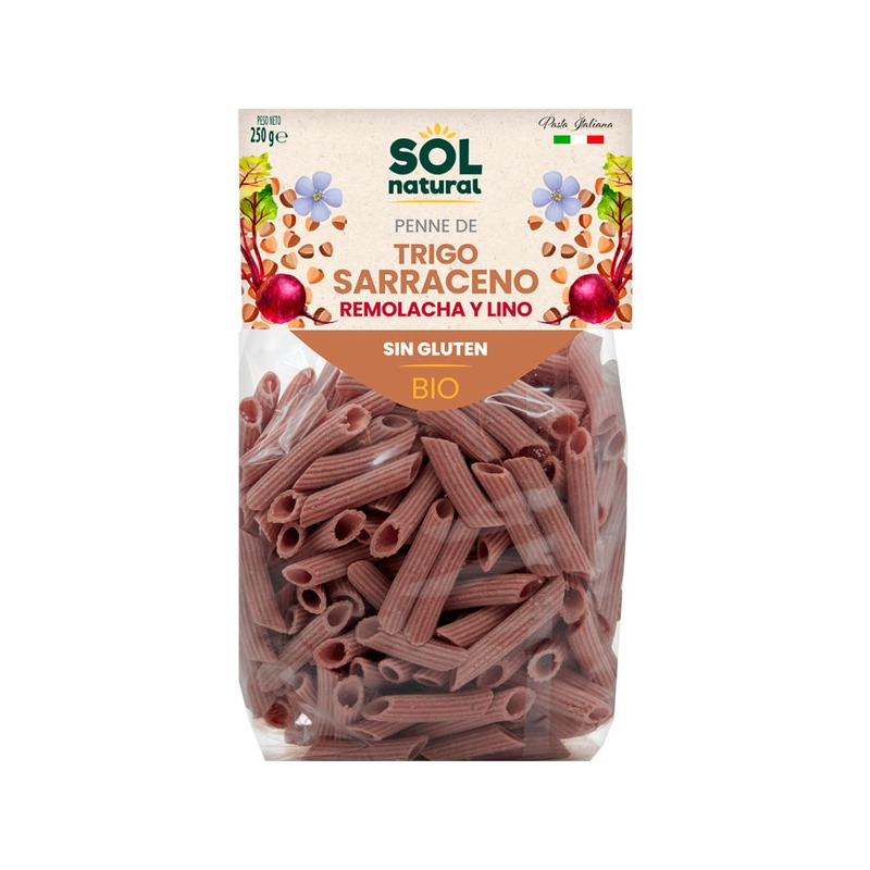 Penne trigo sarraceno remolacha lino 250g