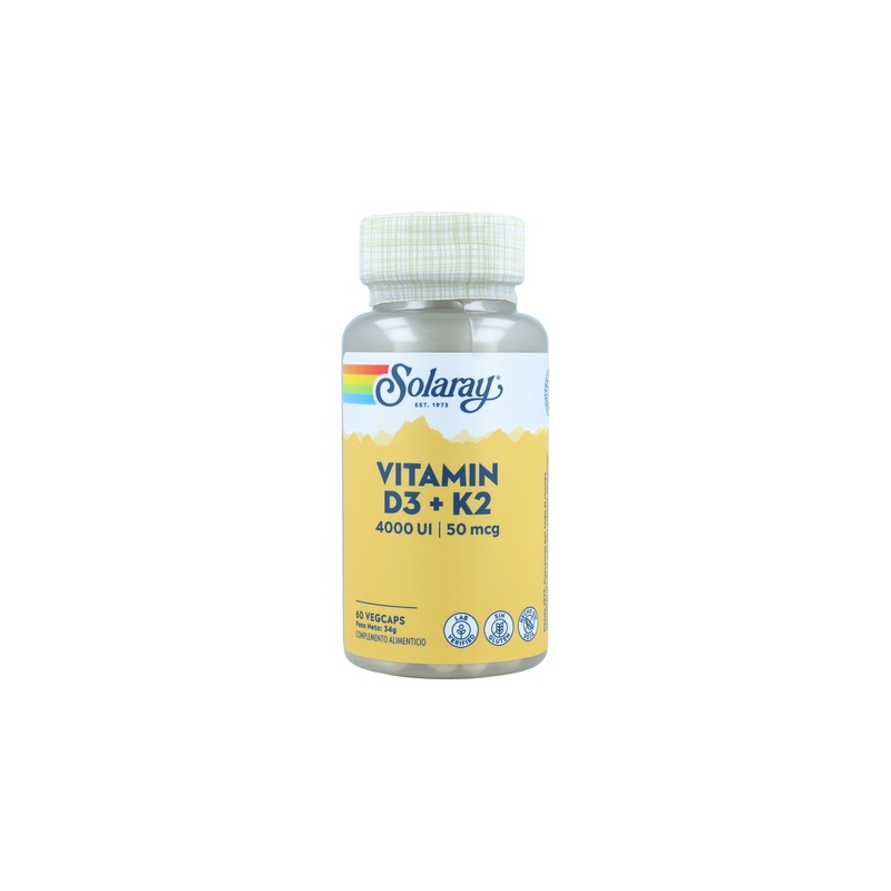 Vitamina d3+k2 4000ui 50mcg 120vegcaps solaray