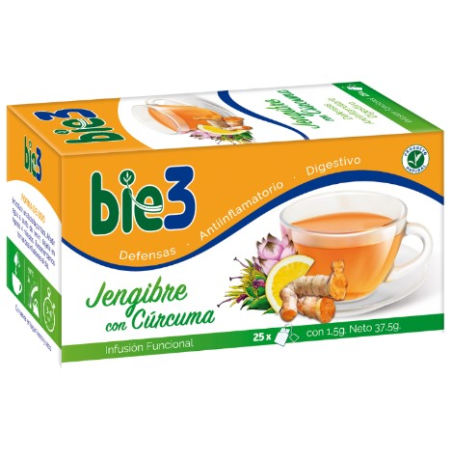 Bie 3 jengibre con curcuma 25 bolsitas