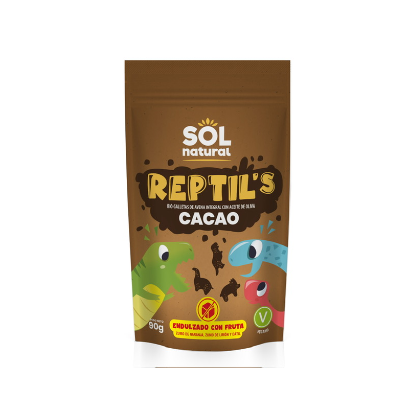 Galletas reptil´s cacao 90g sol natural