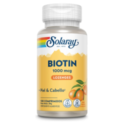 Biotin 1000 mcg 100 comp sabor naranja solaray.