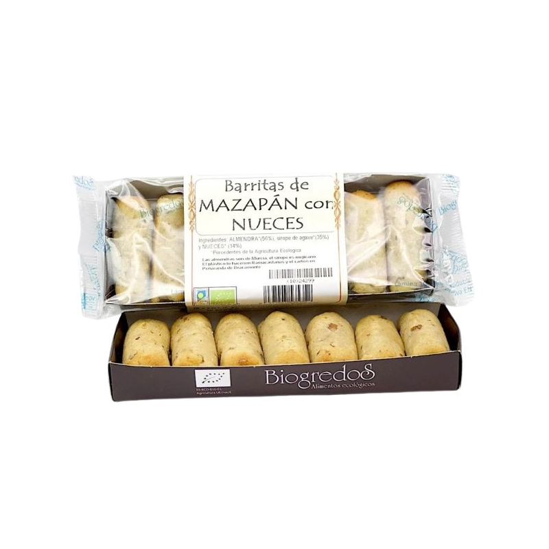 Barritas mazapan con nueces 130 g biogredos