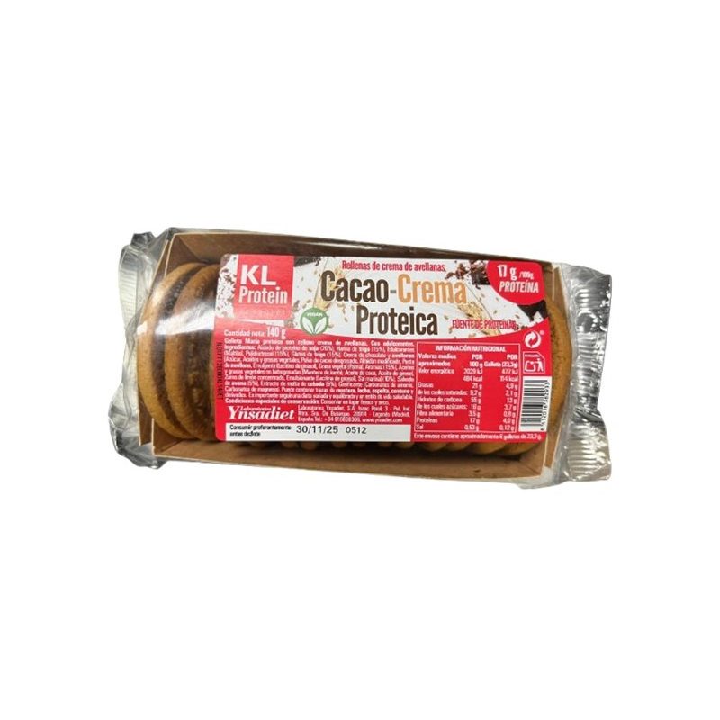 Galleta proteica rellena crema cacao kl protein
