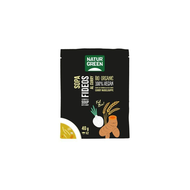 Sopa fideos al curry natur green