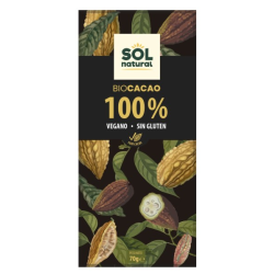 Chocolate 100% cacao bio sol natural tableta 70 g