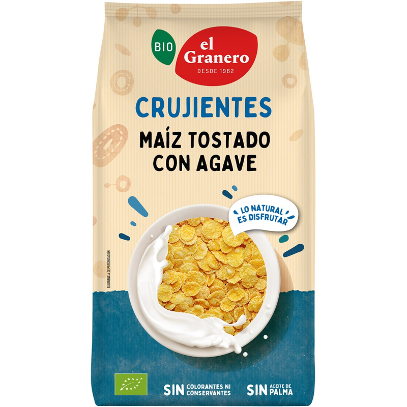 Copos maiz tostados agave BIO 300 g, El Granero