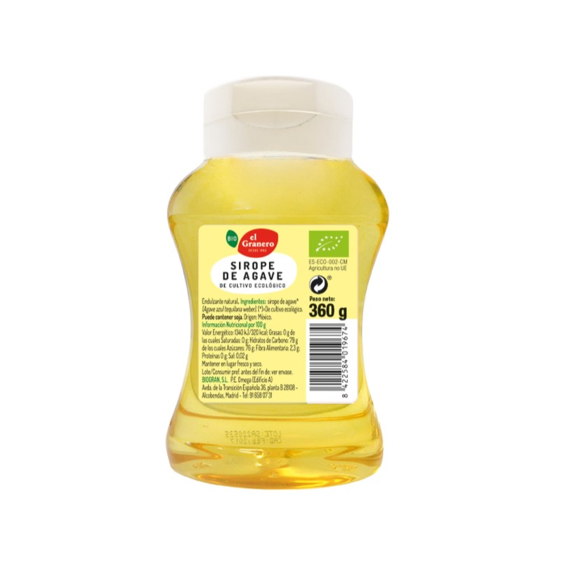 Sirope agave 360g bio el granero