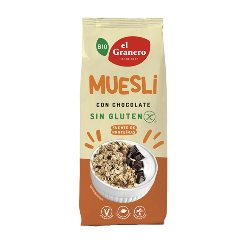 Muesli chocolate sin gluten 375g bio granero