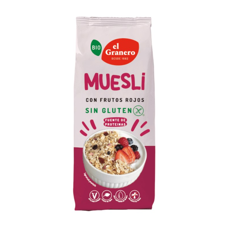 Muesli frutos rojos 375g sin gluten el granero