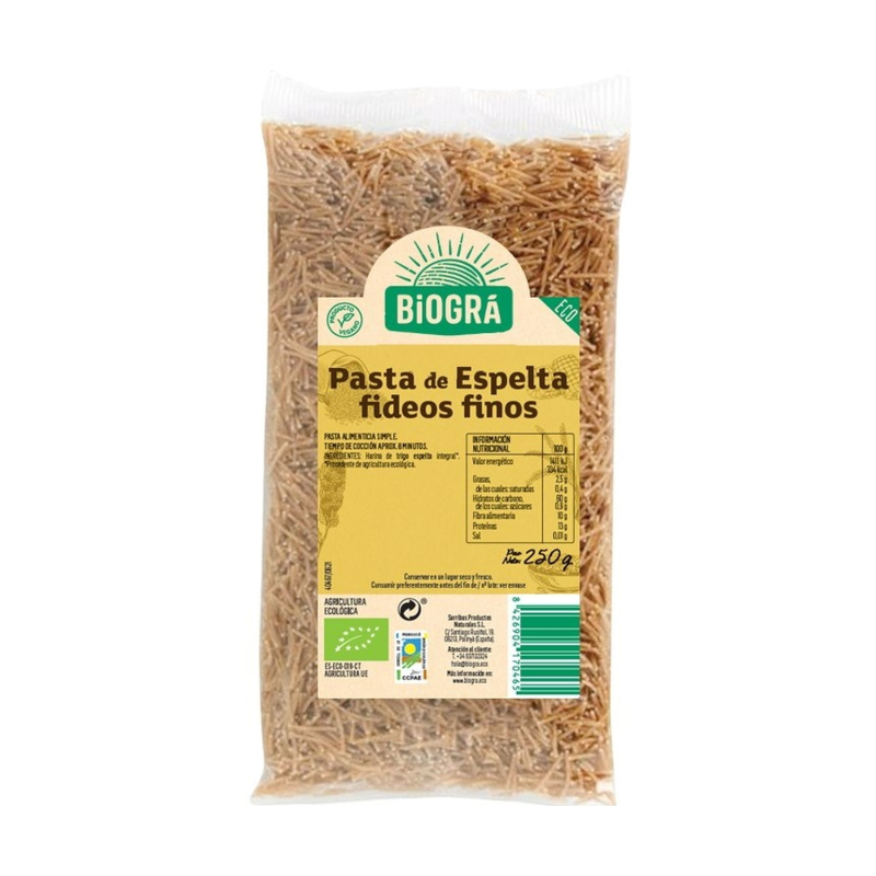 Fideos espelta finos bio biogra 250 g