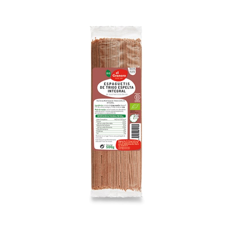 Espagueti espelta integral BIO 500 g, El Granero