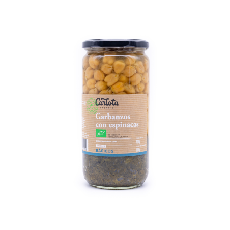 Garbanzos con espinacas 720g carlota organic