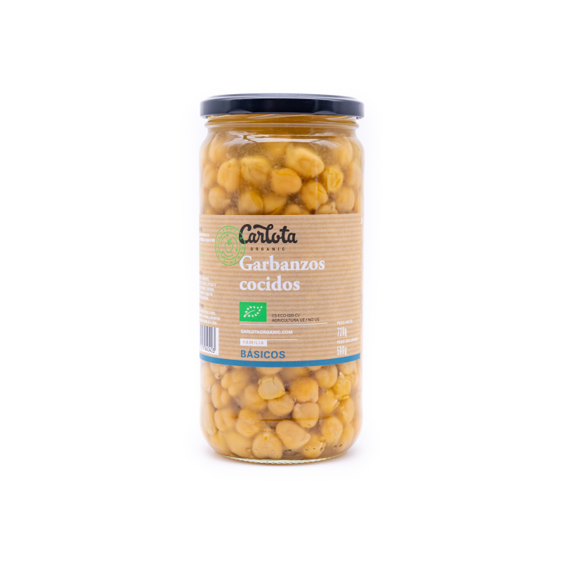 Garbanzos cocidos 720g carlota organic