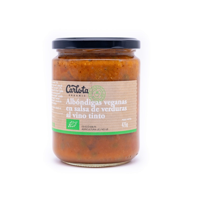 Albondigas veganas en salsa de verduras y vino tin