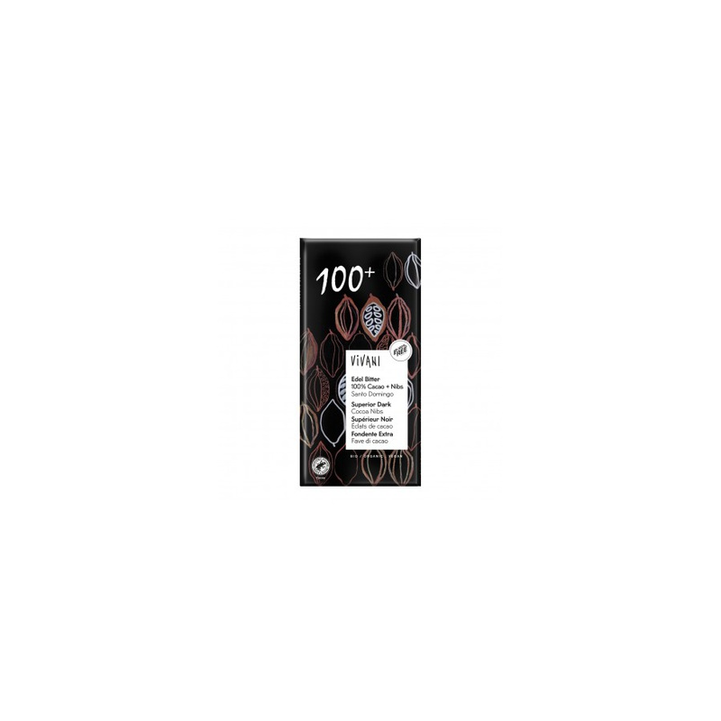 Chocolate negro superior 100% con nibs cacao 80 g