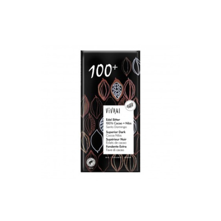 Chocolate negro superior 100% con nibs cacao 80 g