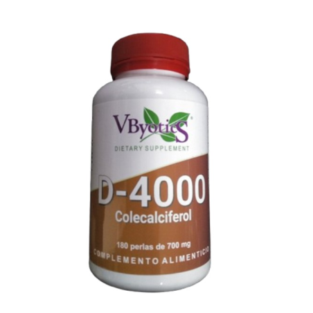 Viamina d 4000 colecalciferol vbyotics 180 perlas
