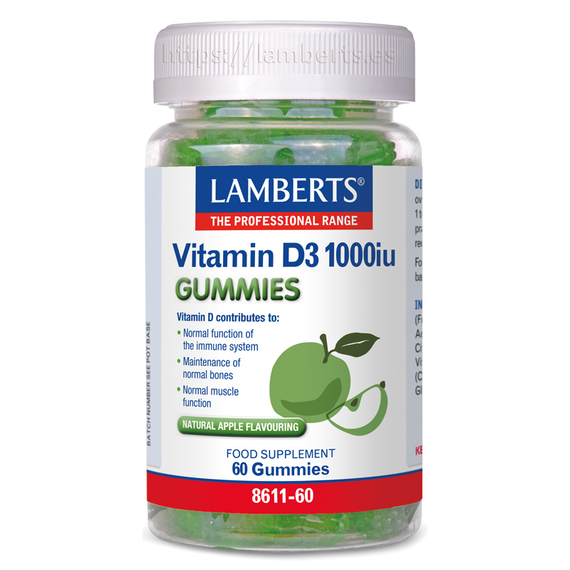 Vitamina d3 1000iu lamberts 60 gummies manzana