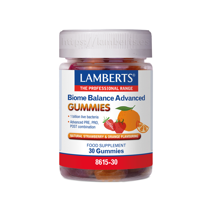 Biome balance advanced 30 gummies fresa naranja