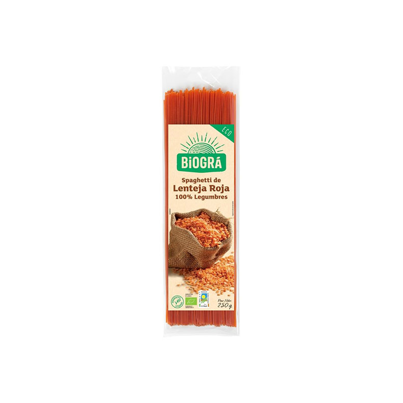Spaghetti lenteja roja biogra 250 g