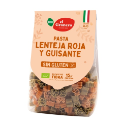 Pasta animalitos lenteja roja y guisante granero