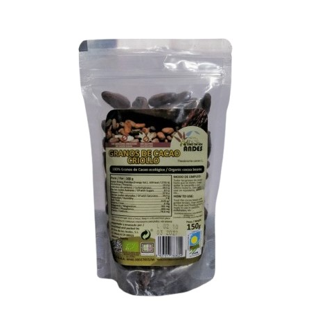 Cacao granos criollo el oro de los andes 150 g