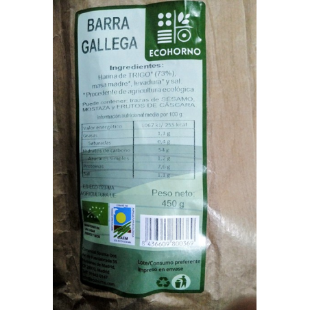 Barra gallega ecohorno 450 g
