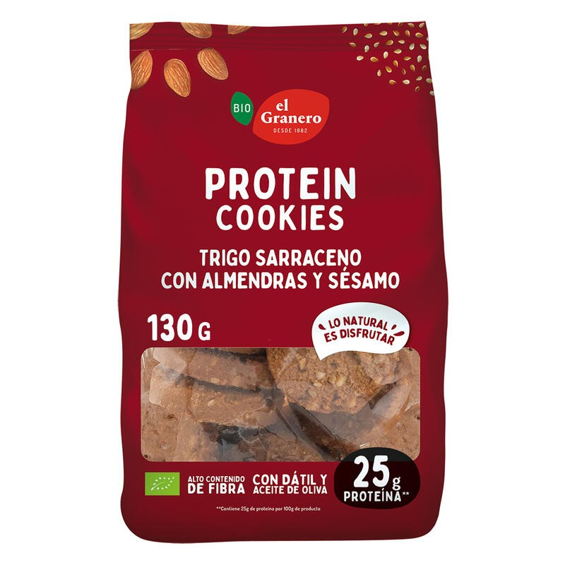 Mini cookies protein almendras sésamo el gran 130 g, El Granero