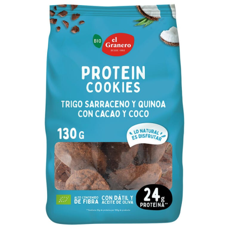 Mini cookies protein cacao y coco 130 g el granero