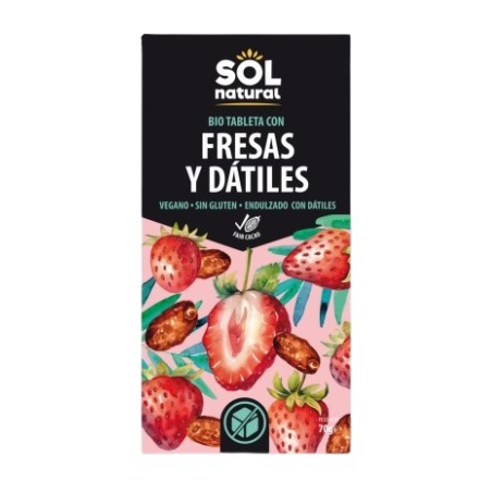 Tableta chocolate con fresas y dátiles 70g bio s/n
