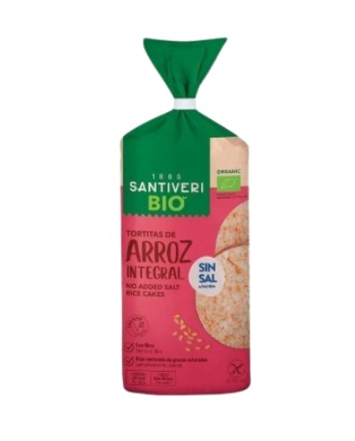 Tortitas arroz integral sin sal bio 100gr santiver