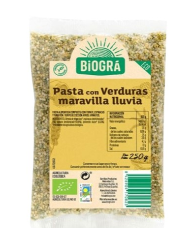 Pasta verdura maravilla lluvia 250gr bio biogra
