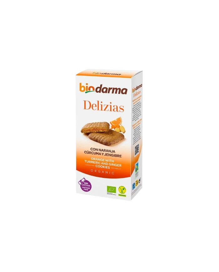 Delizias galleta naranja curcuma jengibre  bio 125