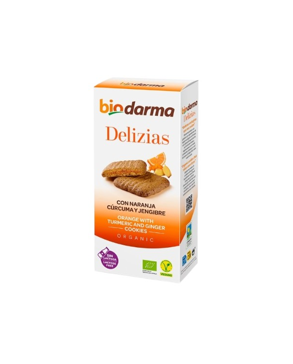 Delizias galleta naranja curcuma jengibre  bio 125