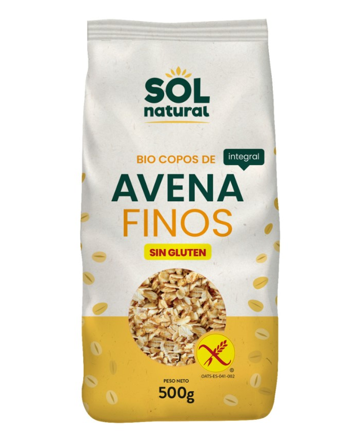 Copos avena fino sin gluten 500g sol natural