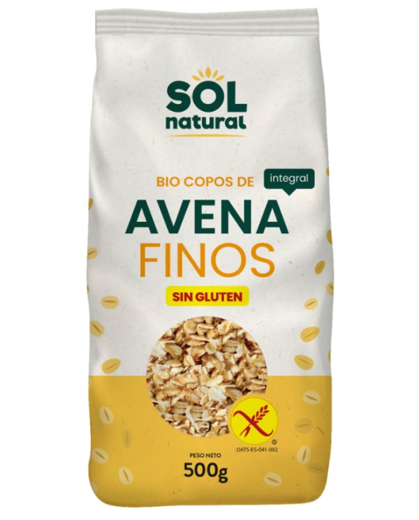 Copos avena fino sin gluten 500g sol natural