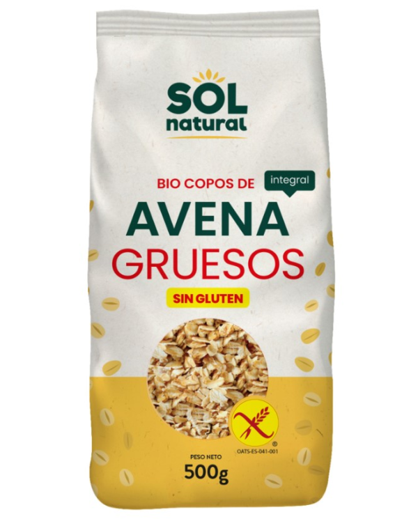 Copos avena gruesos sin gluten 500g  sol natural