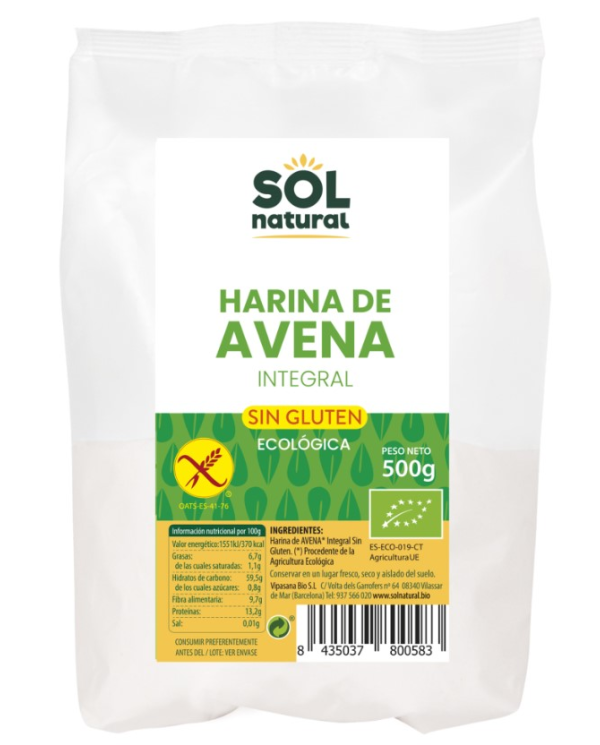 Harina avena s/gluten bio 500g