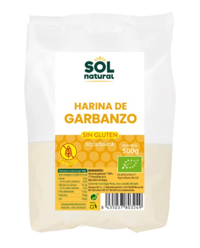 Harina garbanzo sin gluten 500g sol natural