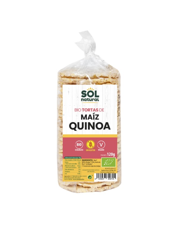 Tortas maiz con quinoa s/g 120gr bio sol natural