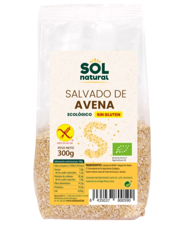 Salvado avena sin gluten eco 300g sol natural