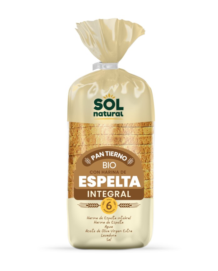 Pan  espelta integral molde 400gr sol natural