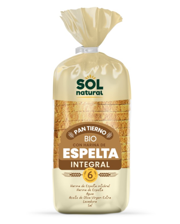 Pan  espelta integral molde 400gr sol natural