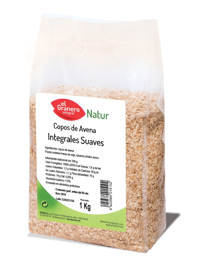 Copos avena finos integral 1kg el granero