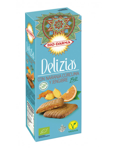 Delizias galleta naranja curcuma jengibre  bio 125