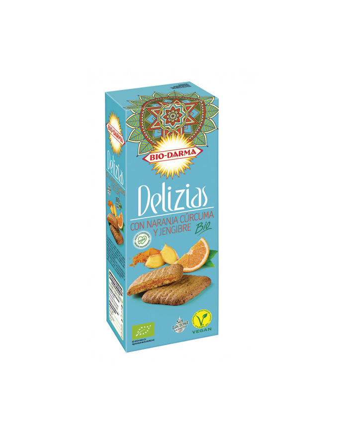 Delizias galleta naranja curcuma jengibre  bio 125